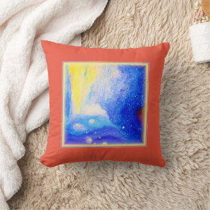 Nebula Stars Blue, Yellow and Milky White. Buy Now Throw Pillow