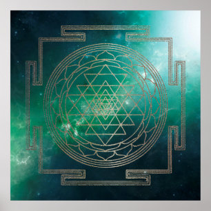 Nebula verte Sri Yantra - Poster