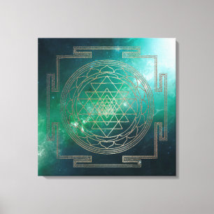 Nebula verte Sri Yantra - Toile enveloppée