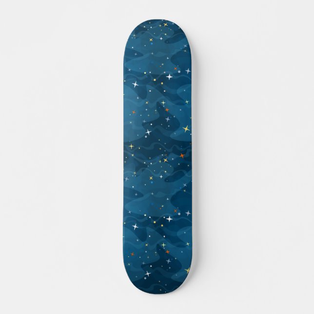 Nebula Waves and Stars Pattern ✨ Skateboard (Front)