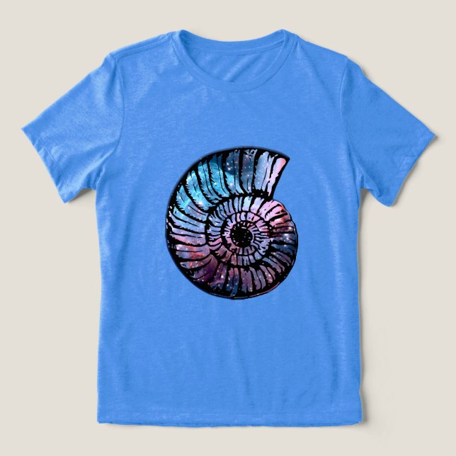 Nebula with Stars in a Nautilus Shell Tri-Blend Shirt (Design Front)