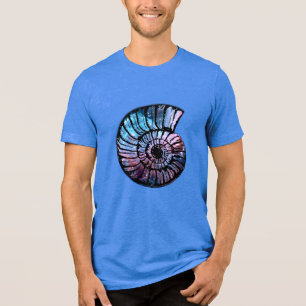 Nebula with Stars in a Nautilus Shell Tri-Blend Shirt