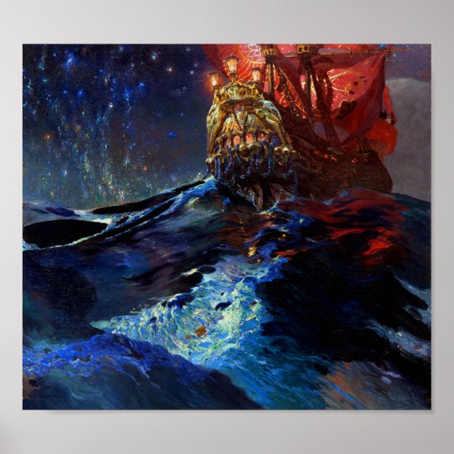 Nec Mergitur by Ferdynand Ruszczyc Colourful Ship Poster (Front)