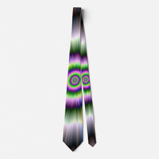 Neck Tie  Exploding Blue Green and Pink (Front)