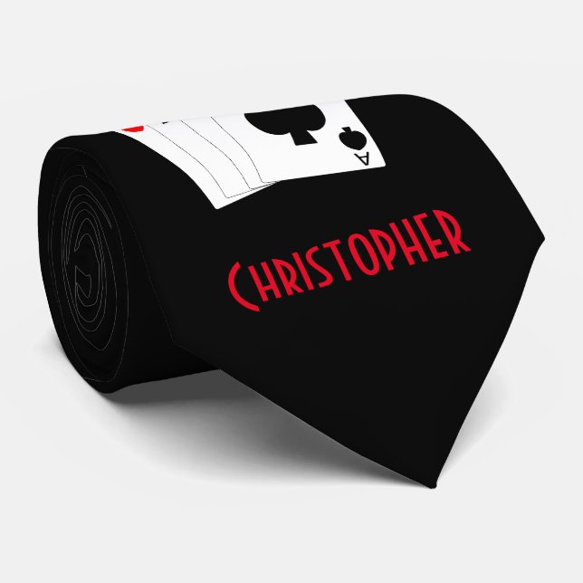 Neck Tie Four Aces Design (Rolled)