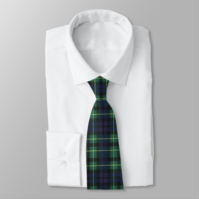 Neck Tie - Green Blue and Yellow Tartan (Tied)