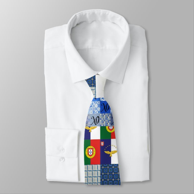 Neck Tie of Portugal Flag and Azores Flag (Tied)