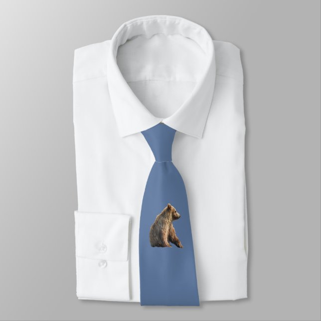 Neck Tie w/ grizzly bear cub (Tied)