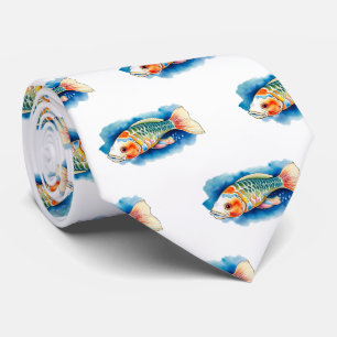 Neck Tie - Watercolor Series: Koi Fish