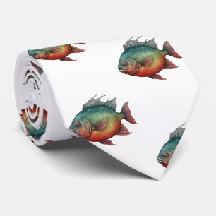 Neck Tie - Watercolor Series: Piranha
