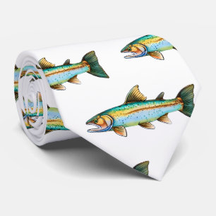 Neck Tie - Watercolor Series: Trout/Salmon