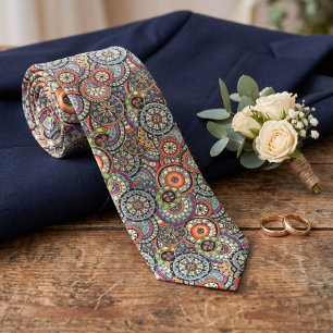 Neck Tie With Colourful Abstract Floral Art Patter