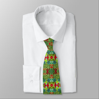 Neck Tie with Green roses and red