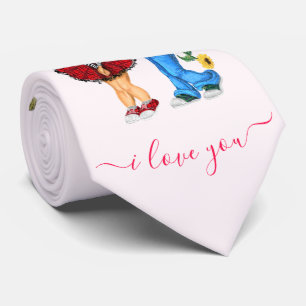 Neck Tie with Romantic Couple - I Love You