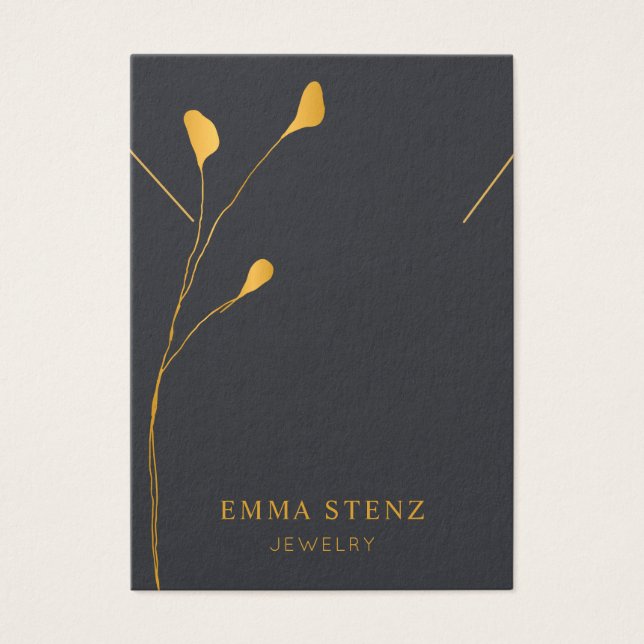Necklace Display Card • Golden Floral Leaves (Front)