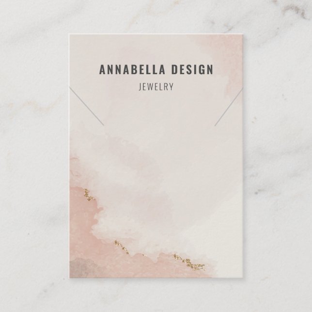 Necklace Display Card • Pastel Dusty Pink & Gold (Front)