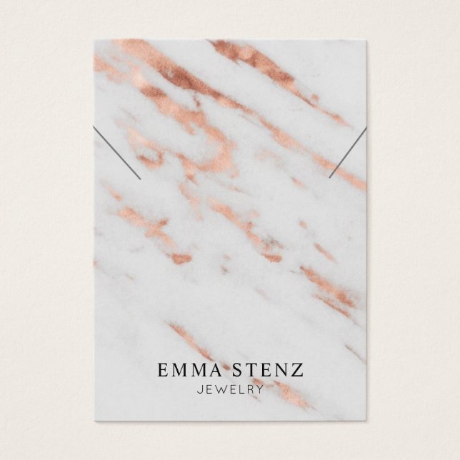 Necklace Display Card • Rose Gold on White Marble (Front)