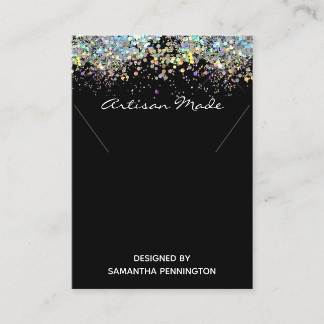 Necklace Display Faux Rainbow Metalitic Glitter Business Card (Front)
