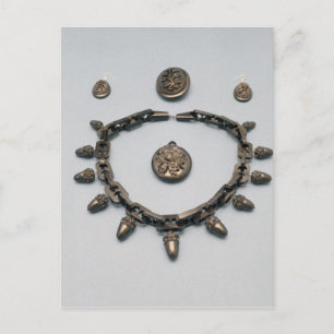 Necklace, earrings, brooch and pendant, c.1870 postcard