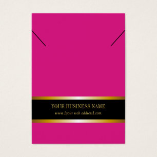 Necklace Pendant Hot Pink Gold Black Display Card