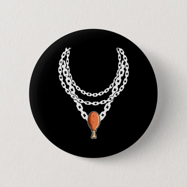 Necklace Turkey Leg Pendant Thanksgiving Day Fall  2 Inch Round Button (Front)