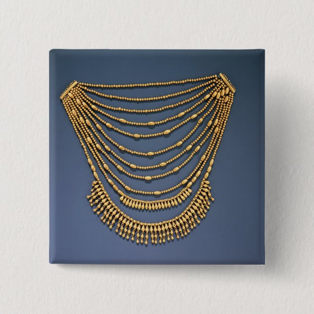 Necklace with bells 2 inch square button (Front)