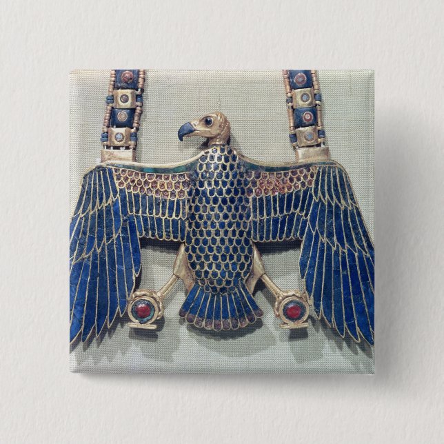 Necklace with vulture pendant 2 inch square button (Front)