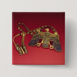 Necklace with vulture pendant 2 inch square button