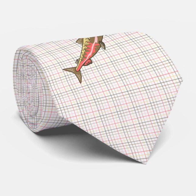 Necktie - Chinook Salmon on Plaid (Rolled)