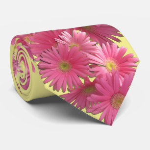 Necktie - Dark Pink Gerbera Daisies