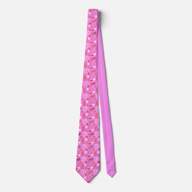 Necktie Love Heart Script Hot Pink Valentine Bold (Front)