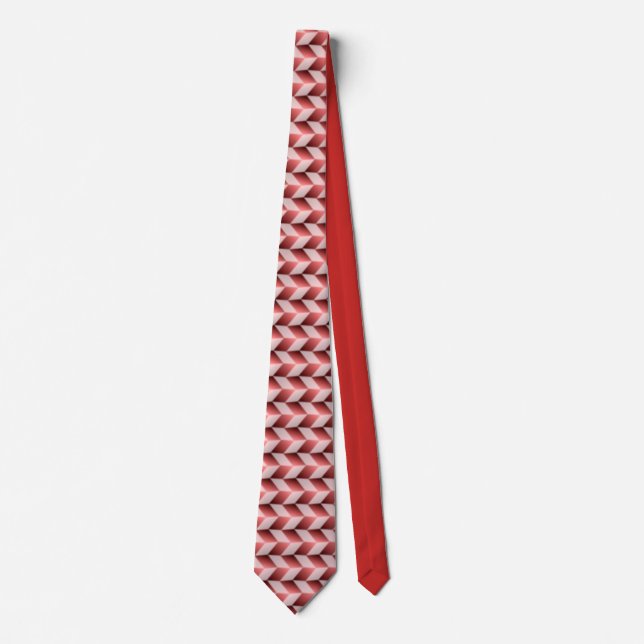 Necktie red and white geometric (Front)