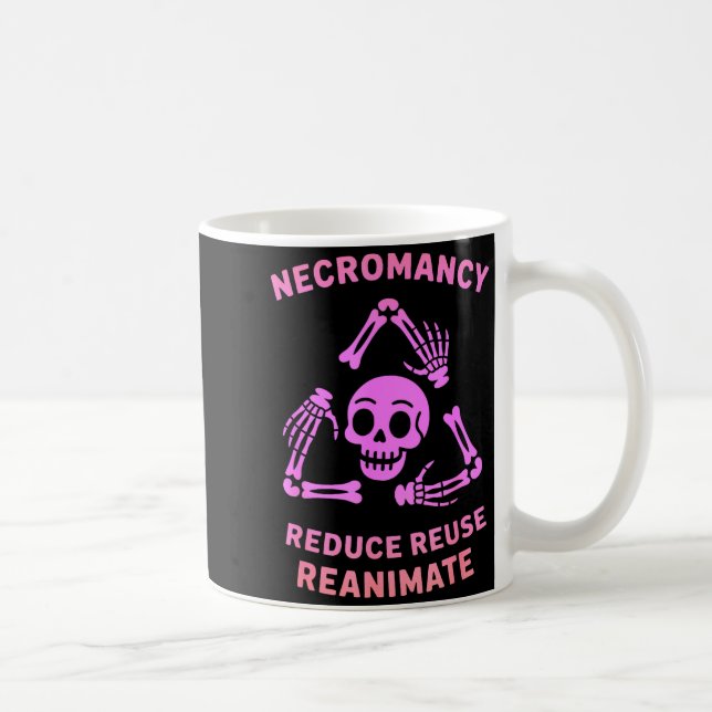 Necromancy Reduce Reuse Reanimate Skeleton Design  Coffee Mug (Right)