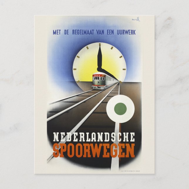 Nederlandsche Spoorwegen Vintage Poster 1939 Postcard (Front)