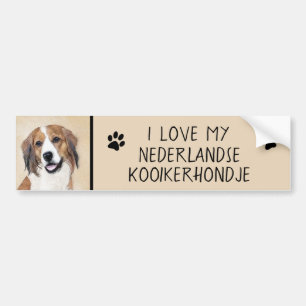 Nederlandse Kooikerhondje Painting - Dog Art Bumper Sticker