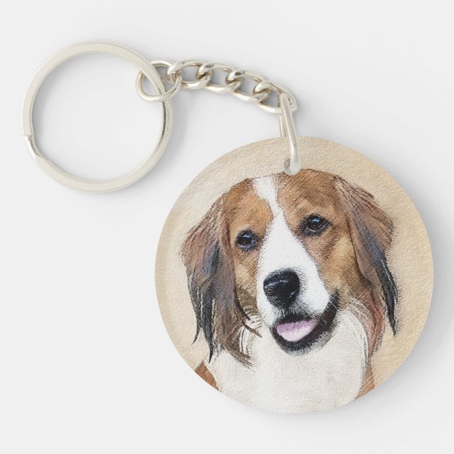 Nederlandse Kooikerhondje Painting - Dog Art Keychain (Front)