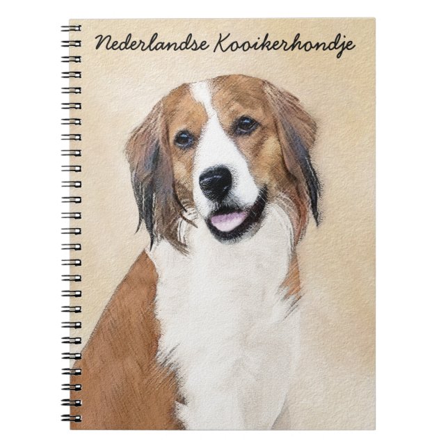 Nederlandse Kooikerhondje Painting - Dog Art Notebook (Front)