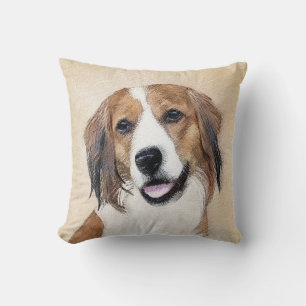 Nederlandse Kooikerhondje Painting - Dog Art Throw Pillow