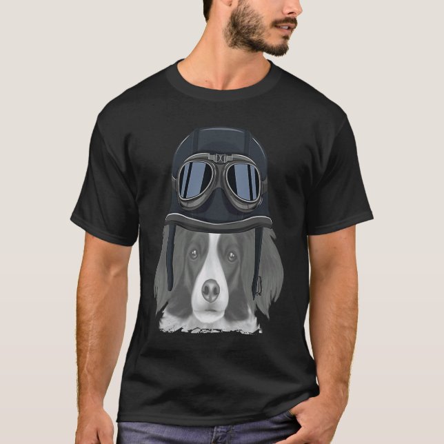 Nederlandse Kooikerhondje Wearing Vintage Motorcyc T-Shirt (Front)