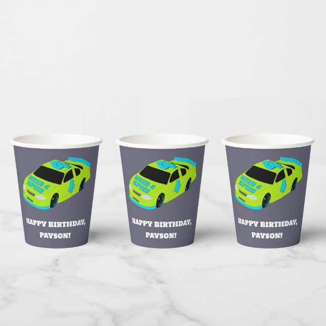 Need 4 Speed Race Car Boys 4th Birthday Party Paper Cups (Multi)