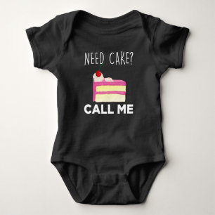Need Cake Call Me Pastry Funny Bakery Humour Baby Bodysuit
