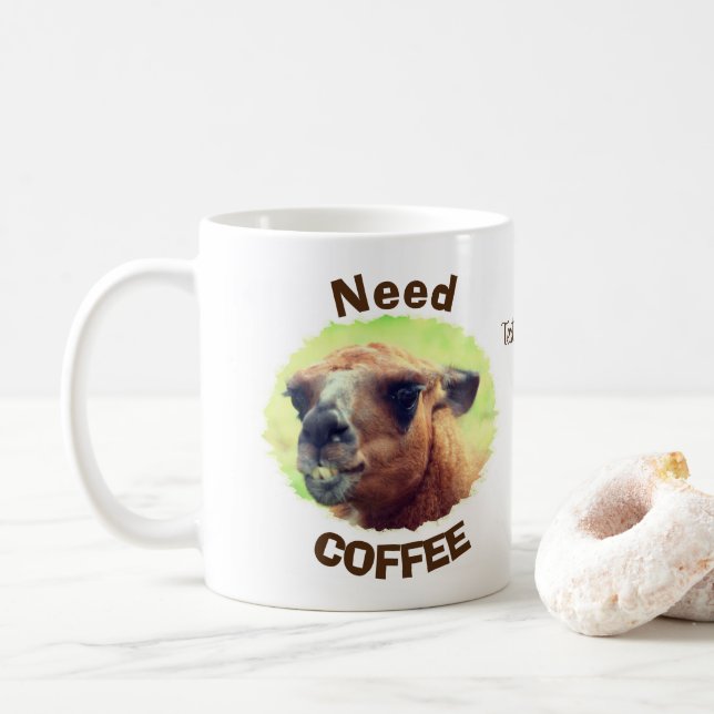 Need Coffee Humour Llama Personalized  Coffee Mug (With Donut)