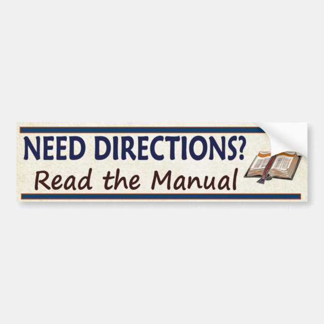 Need Directions?  Read the Manual Funny Bible Bumper Sticker (Front)