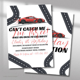 Need for Speed Birthday Race Red Car Party Invitation
