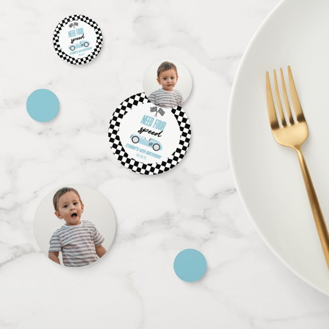 Need For Speed Blue Race Car 4th Birthday Party Confetti (Group)