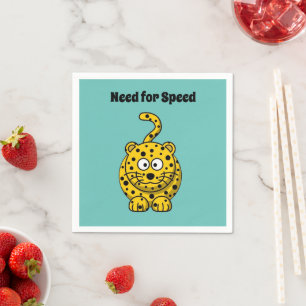 Need for Speed, Funny Cheetah Cartoon Cat Design Napkin