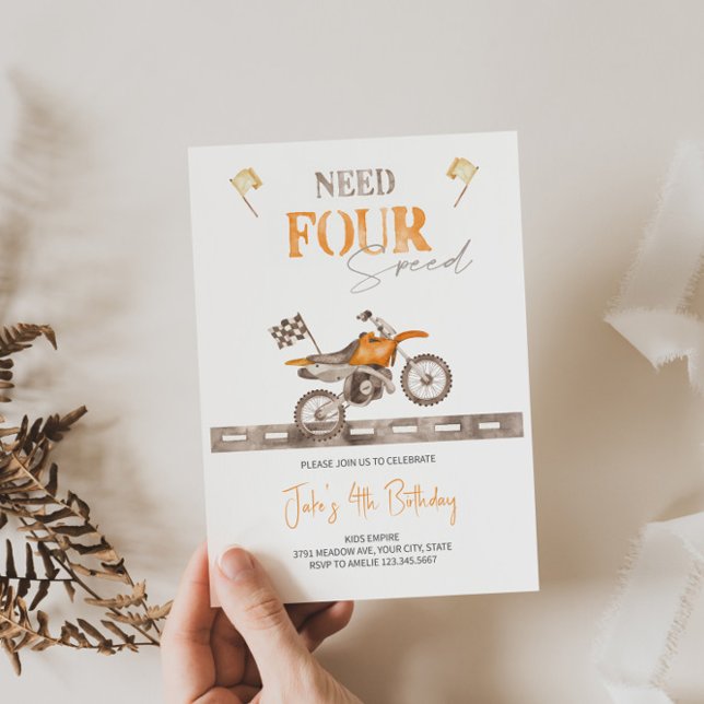 Need FOUR Speed Dirt Bike Birthday Invitation  (Creator Uploaded)