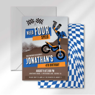 Need Four Speed Dirt Bike Motocross Birthday Invitation
