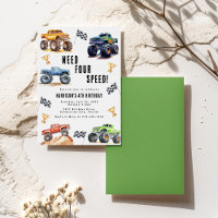 Need Four Speed Monster Trucks 4th Birthday Party