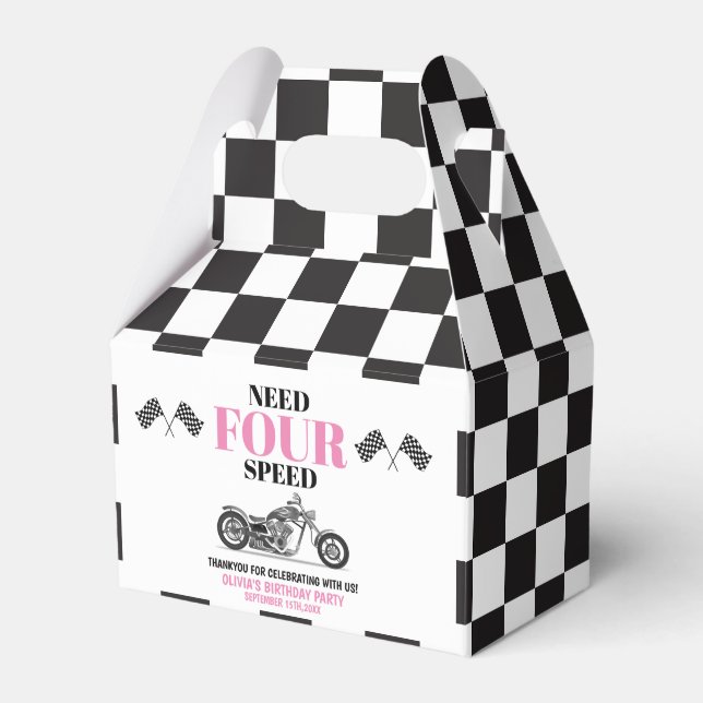 Need Four Speed Pink Heavy Bike Fourth Birthday  Favor Box (Front Side)